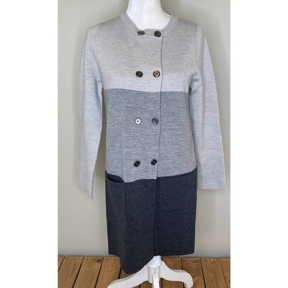 Boden 100% Wool Long Duster Sweater Coatigan Size 8  Women’s Gray Button Up - Picture 1 of 9